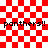 Red and white checkered background with repeated 'panthers!!' text and a of white squares forming a circular pattern