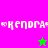Pixelated text 'kendra' with star symbols on pink and green backgrounds, transitioning between two color schemes.