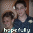 Two people in a close-up pose with one person's arm raised, set against a blurred background and overlaid with the text 'hopefully' at the bottom.