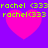Pixelated pink hearts on purple background with repeated yellow text "rachel (333" above each heart.