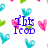 Pixelated heart pattern with changing text overlays on a white background, featuring blue and pink hearts.