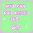 pixelated green squares with pink text and small white symbols, displaying sequential variations of a phrase about falling from the sky or tree