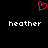 Pixelated pink heart symbol above two identical white text strings on black background.
