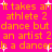 A static image with bright pink background and orange text repeating 'it takes an athlete 2 dance but an artist 2 b a dancer' in pixelated font, interspersed with white star-like sparkles.