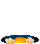 Pixelated character with orange hair, blue miner's helmet light, black sunglasses, red lips, and a yellow-orange outfit against gray background.