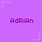 Purple background with repeated 'Adrian' text and star-shaped pixel art elements in lighter purple.