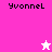 Pixelated 'YvonneL' text appears on pink and white backgrounds with a star icon changing color between frames.