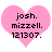 Two identical pink heart-shaped icons with black pixelated text reading josh. mizzell. 121307.