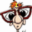 Animated cartoon character with red glasses and orange hair displays changing text above its head.