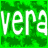 A 4-frame animated contact sheet showing a green background with white text "vera" in various states of outline and fill across frames.