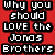 Six- of pixelated text and images promoting the Jonas Brothers with red, blue, green backgrounds