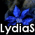 Blue flower-shaped icon with white text below; left side shows 'LydiAS' text, right side shows 'ROX' text.