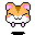 Pixel art hamster head with orange-brown fur, white cheeks and chest, pink inner ears and feet; closed eyes in most frames, one frame shows tongue out.