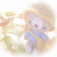 Animated sequence showing a character in a yellow hat and blue scarf with donut-shaped objects, transitioning from a cartoon character to a donut with text overlays