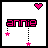 Pixelated icon with 'annie' text, pink stars, and a heart symbol that changes from filled to outline between frames.