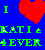 Pixelated blue background icon with green text and red heart symbol forming "I ❤️ KATIE 4EVER".