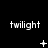 Black background with white "twilight" text repeated across three and three , each showing distinct animation variations of small white symbols below the text