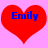 Two red heart shapes on a pink background with blue text reading "Emily" inside each heart.