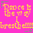 A static image with a bright pink background displays repeated yellow text reading "Dance is the way" and "breathe errr" in pixelated font, accompanied by small green star icons.