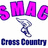 Four distinct pixelated display text and symbols on colored backgrounds: pink 'SMAC' with a running shoe, blue 'Cross Country', purple 'its my life', and 'SMAC' with a wave symbol