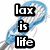 Pixelated blue lacrosse stick with white mesh netting, overlaid text elements in black and white.