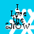 Blue background with white snowflake and black text "I Love the Snow" in four identical