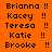 names on an orange background with yellow highlight boxes moving , each name followed by double exclamation marks