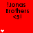 Red background with repeated black text "!Jonas Brothers <3!" and white star icons in a pattern, some stars animated to change quantity