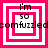Four identical square with pink and white concentric borders display text reading "i'm so confused" over a horizontal pixelated text overlay