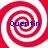 Four identical red and white spiral patterns arranged in a , each containing blue text reading "Quentin"