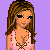 Pixel art contact sheet showing a female character's body parts and text elements on purple background with gray transparency area.