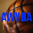 A pixelated image of a person with brown hair and a dark top, overlaid with large blocky text in blue on the left side and orange on the right side.