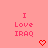 Animated contact sheet of a pink-themed buddy icon showing repeated text "I Love IRAQ" with heart and arrow symbols in various frame positions.