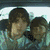 Two people in a car with text overlays reading 'my and love you... more than anyone!!' on pink and blue backgrounds.
