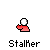 Pixelated icon of a figure with white head and red body, labeled 'Stalker' beneath each instance in