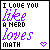 A 4x4 grid of identical static frames showing a pixelated text-based buddy icon with purple and black text on white background, each frame containing the phrase "I LOVE YOU like A NERD loves MATH" and a small pink heart symbol.