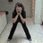 A four- shows a person in various poses: standing with legs apart, making a peace sign, and resting their head on a hand