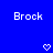 Blue background with repeated white text 'Brock' and pixelated heart/arrow symbols in a