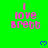 Green background with pink text reading "I love Brett" and blue heart symbols in a