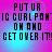 Pixelated text on a pink-to-blue gradient background with cyan light effects, arranged in a of four identical