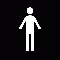 Two static pixel art figures on contrasting backgrounds, one black and one blue with a white border.