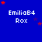 Blue background with white text "EmiliaB4" and "Rox" repeated in a , red and purple stars scattered across the image