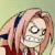 Pixelated image of a character with light brown hair, wide eyes, and an open mouth showing teeth against a pale green background.