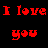 A 4-frame contact sheet of pixelated text animations showing "I love you" in different colors across two columns on a black background.