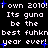 Pixelated text repeats 'i own 2010! Its guna be the best fuhkn year ever!' with blue star accents on black background.