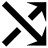 Black pixelated symbol on light gray background featuring diagonal line intersecting two arrowheads pointing up-right and down-right.