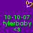 Yellow pixelated heart symbol above green text on purple background, repeated twice with identical content.