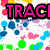 Colorful pixelated background with scattered dots and text overlays including "TRACI SARAH TAYLOR" at top, equals sign, and "BFFL!!!" below.