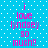 A blue background with white dots displays pink text reading 'i love lyndsey so much!!' in two vertical , each showing the same phrase twice