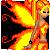 Animated contact sheet of a winged character with fiery orange-yellow wings and outfit against black background, displaying text variations and motion frames.